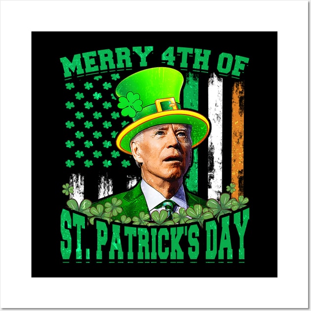 Joe Biden Happy 4Th Of July Confused St Patricks Day Wall Art by aminaqabli